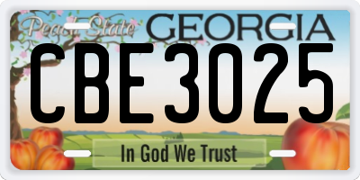 GA license plate CBE3025