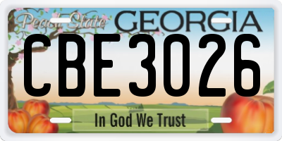 GA license plate CBE3026