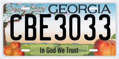 GA license plate CBE3033