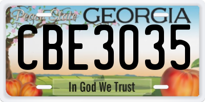 GA license plate CBE3035