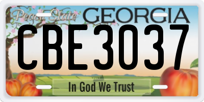GA license plate CBE3037