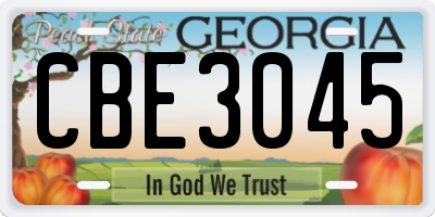 GA license plate CBE3045