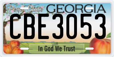 GA license plate CBE3053