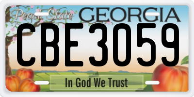 GA license plate CBE3059