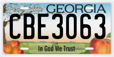 GA license plate CBE3063