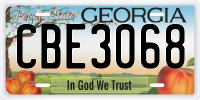 GA license plate CBE3068