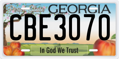 GA license plate CBE3070
