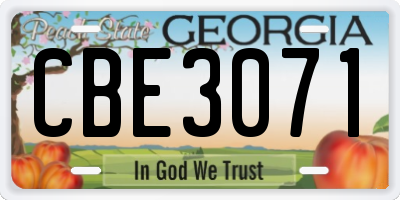 GA license plate CBE3071