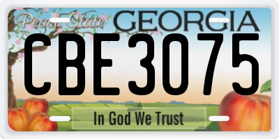 GA license plate CBE3075