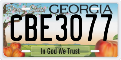 GA license plate CBE3077