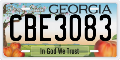 GA license plate CBE3083