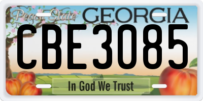 GA license plate CBE3085