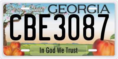 GA license plate CBE3087