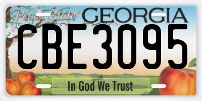 GA license plate CBE3095