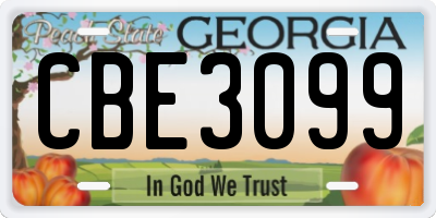 GA license plate CBE3099