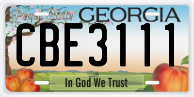 GA license plate CBE3111