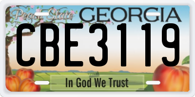 GA license plate CBE3119