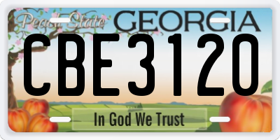GA license plate CBE3120