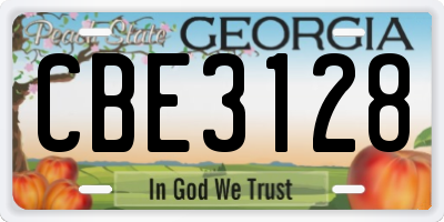 GA license plate CBE3128