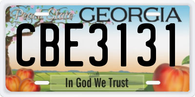 GA license plate CBE3131