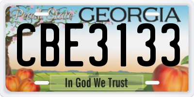 GA license plate CBE3133