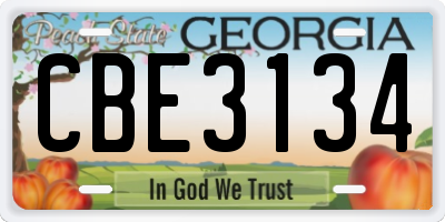 GA license plate CBE3134