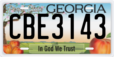 GA license plate CBE3143