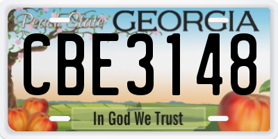 GA license plate CBE3148