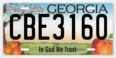GA license plate CBE3160