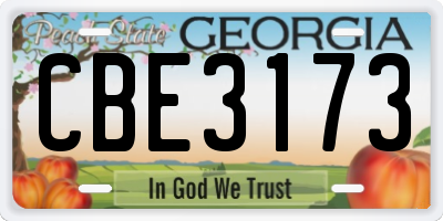 GA license plate CBE3173