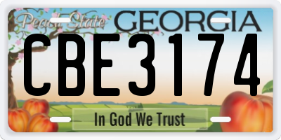 GA license plate CBE3174