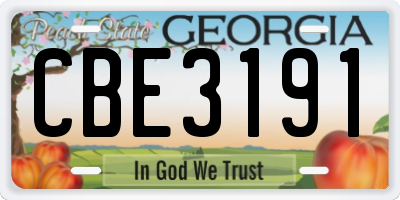 GA license plate CBE3191