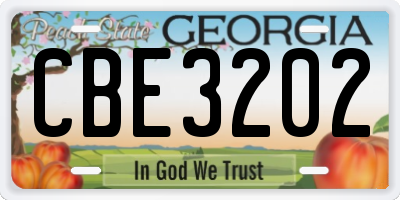 GA license plate CBE3202