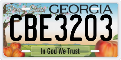 GA license plate CBE3203