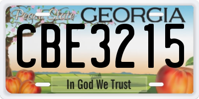 GA license plate CBE3215