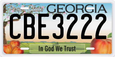 GA license plate CBE3222