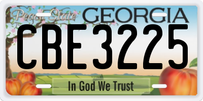 GA license plate CBE3225