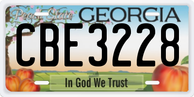 GA license plate CBE3228