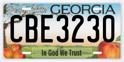 GA license plate CBE3230