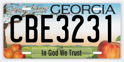 GA license plate CBE3231