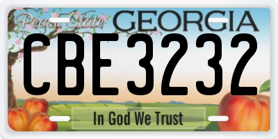 GA license plate CBE3232