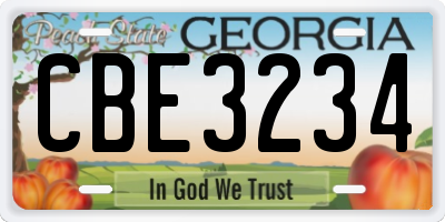 GA license plate CBE3234