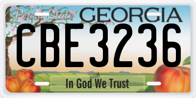 GA license plate CBE3236