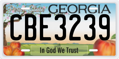 GA license plate CBE3239