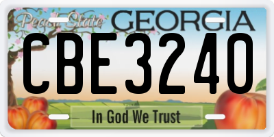 GA license plate CBE3240