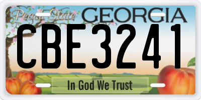 GA license plate CBE3241