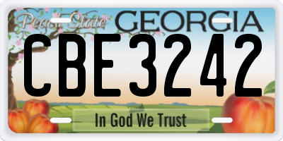 GA license plate CBE3242