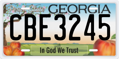 GA license plate CBE3245