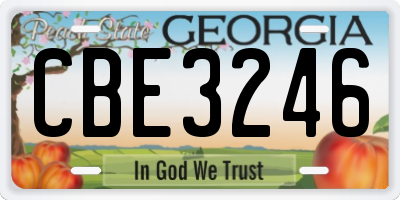 GA license plate CBE3246