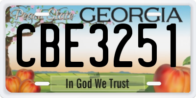 GA license plate CBE3251